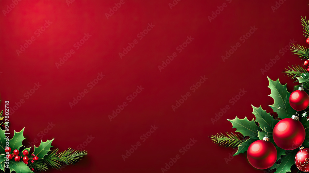 Red christmas background with christmas tree and balls Red christmas background with christmas tree and balls