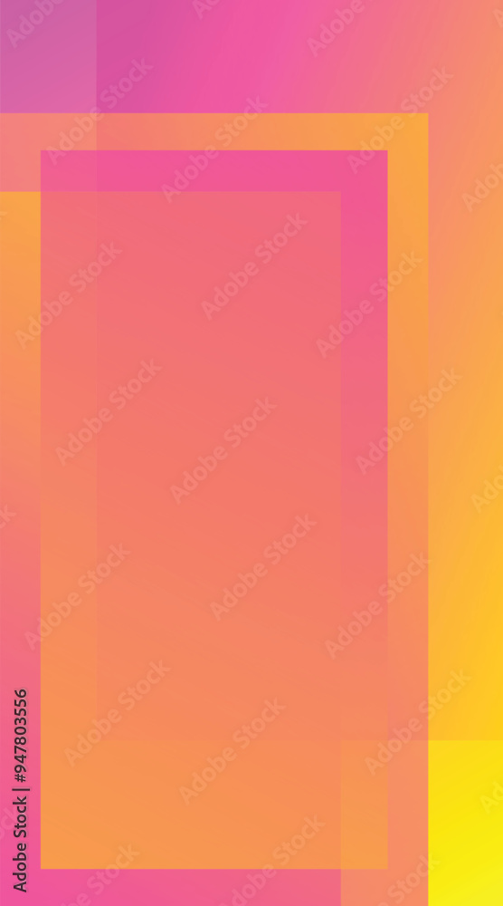 Fototapeta premium Abstract geometric background with layered intersecting rectangles creating blank space in yellow and pink hues