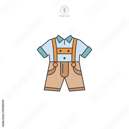 Lederhosen, oktoberfest and clothing, festival costume icon symbol vector illustration isolated on white background