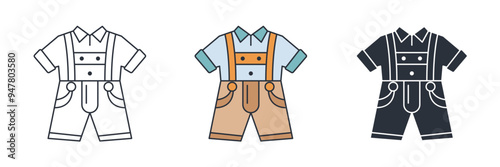Lederhosen, oktoberfest and clothing, festival costume icon symbol vector illustration isolated on white background