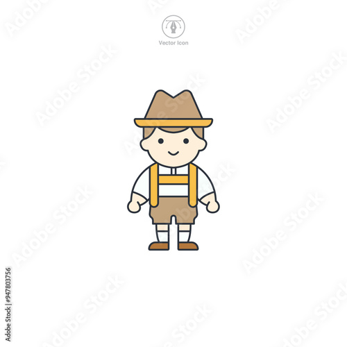 Bavarian Yodeler, Traditional costumes of Bavaria icon symbol vector illustration isolated on white background