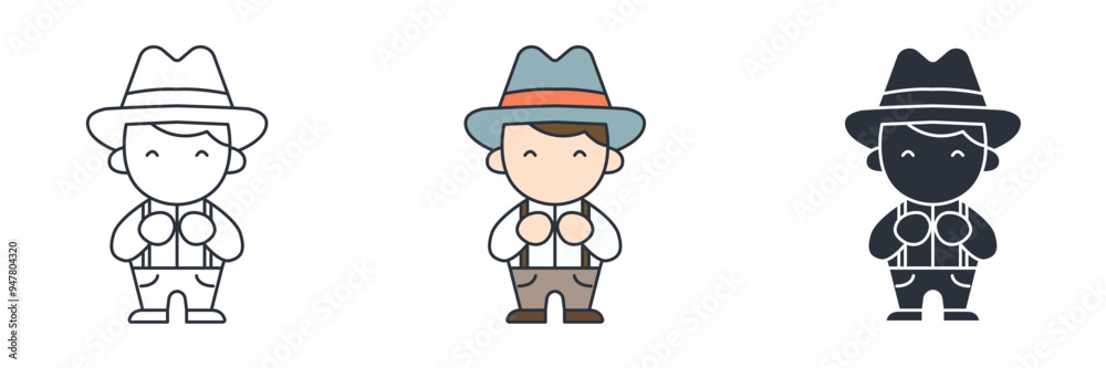 Bavarian Yodeler, Traditional costumes of Bavaria icon symbol vector illustration isolated on white background Bavarian Yodeler, Traditional costumes of Bavaria icon symbol vector illustration isolated on white background