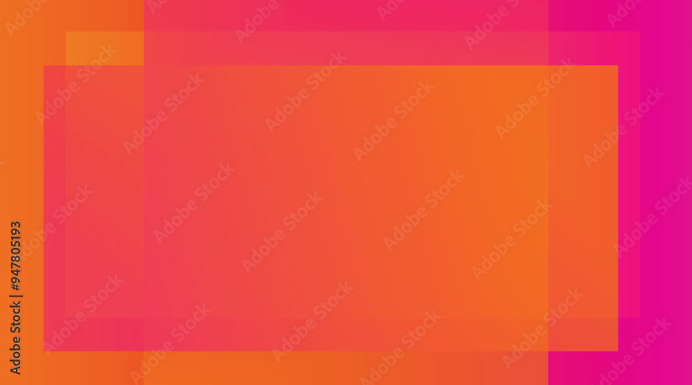 Fototapeta premium Geometric background with overlapping rectangles creating copy space in orange and pink gradient