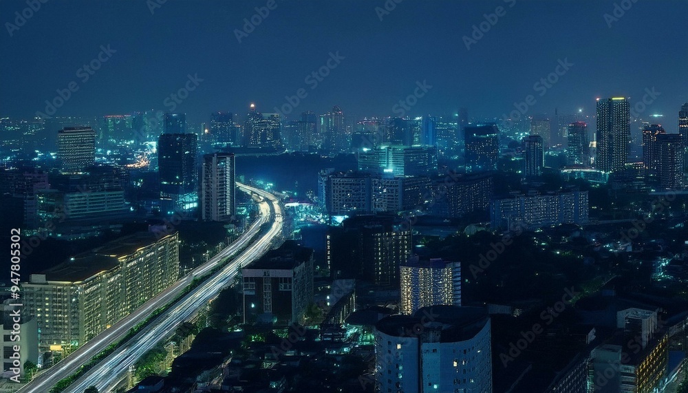 Obraz premium city night light, the street of the old town, photo with super wide angle lens