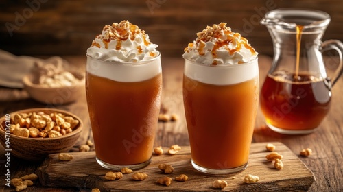 Caramel Iced Coffee with Whipped Cream and Toppings