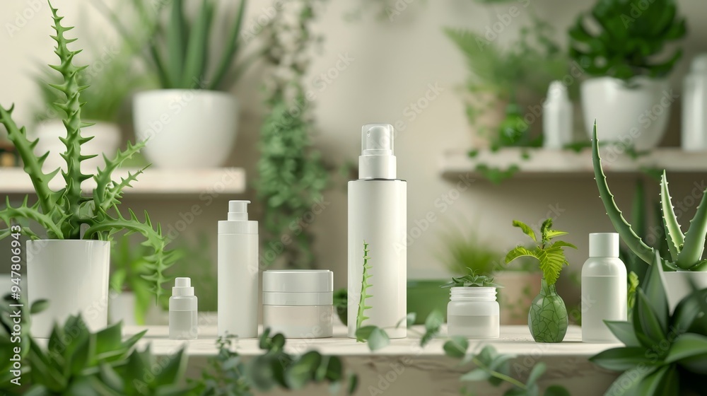 Pure Beauty Natural Skincare Essentials Surrounded by Lush Greenery and Healing Herbs Pure Beauty Natural Skincare Essentials Surrounded by Lush Greenery and Healing Herbs
