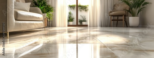 3D rendering of polished stone floors for interior decoration photo