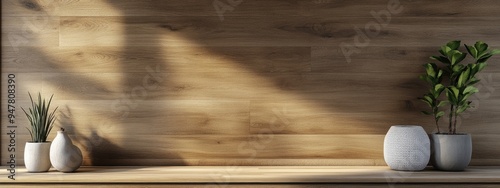 3D Rendering of a Minimalist Brown Wood Background photo