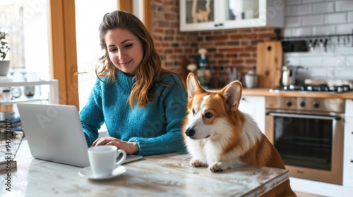 The Woman and Dog Interaction