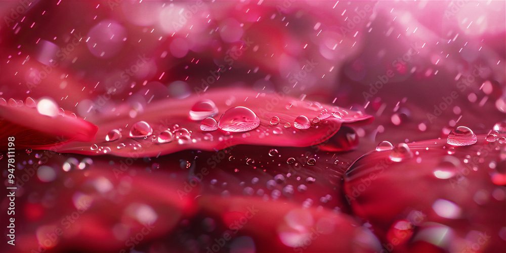 Droplets on red flower petal in close up, version 12 Droplets on red flower petal in close up, version 12