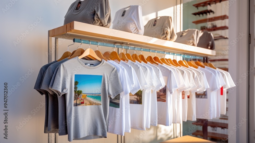 T-shirts with Beach Scene Print T-shirts with Beach Scene Print