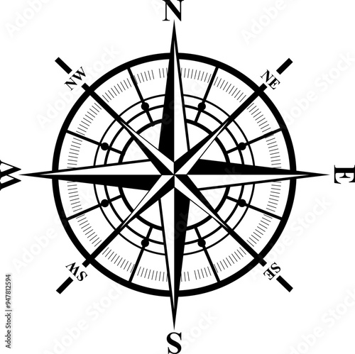 Compass digital designs for printing or cutting