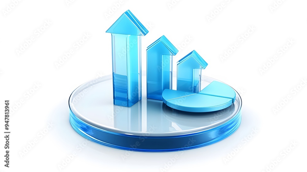 lying composition 3d icon, UI icon, a chart icon, bar chart has a ...