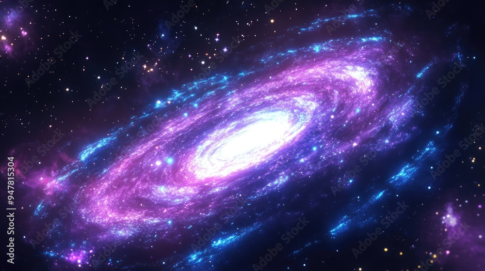 Fototapeta premium Aesthetic galaxy rendered in 3D cartoon style with a black background