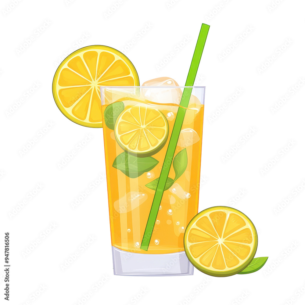 Refreshing lemonade with a garnish of lemon slices and mint, served in a glass with ice. Perfect for summer enjoyment. Refreshing lemonade with a garnish of lemon slices and mint, served in a glass with ice. Perfect for summer enjoyment.