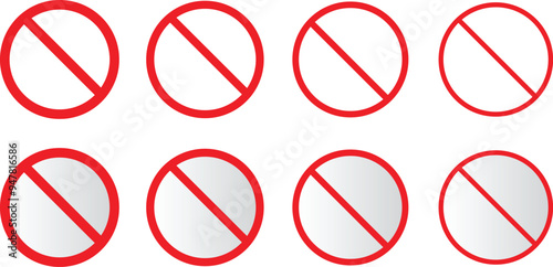 red prohibited or forbidden symbol set. blank prohibited sign icon vector illustration.