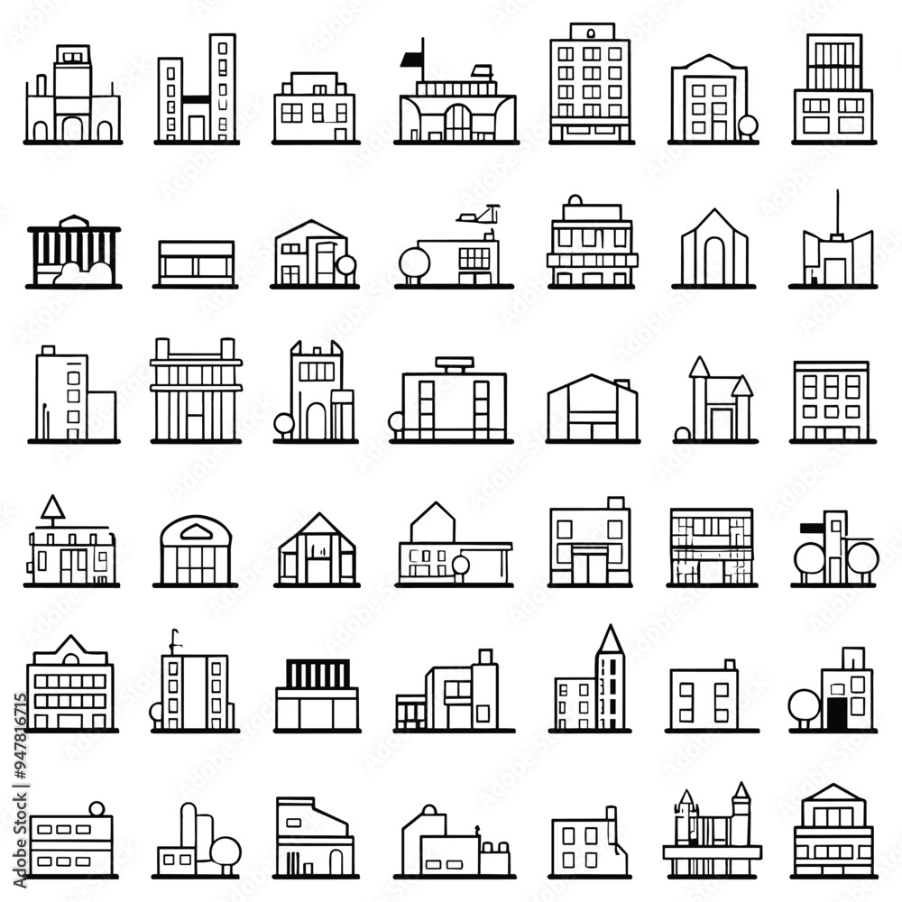 House construction icon set House construction icon set