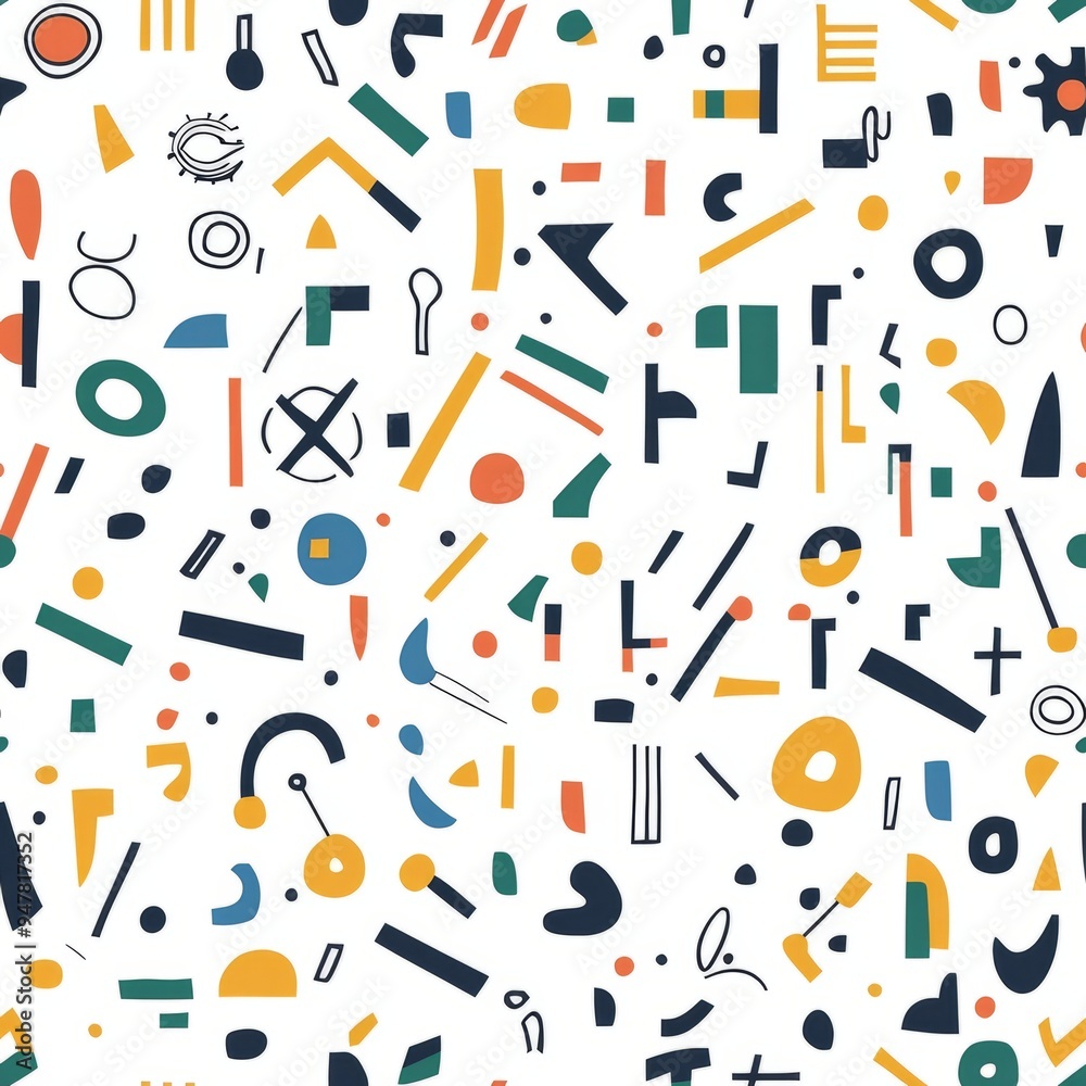 Seamless pattern of abstract minimalist symbols with clean edges Seamless pattern of abstract minimalist symbols with clean edges