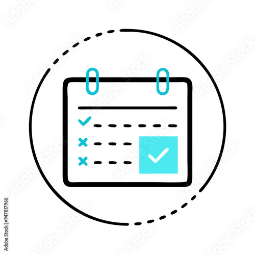 Attendance Sheet Icon in Flat Design, Document and Office Illustration