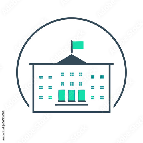 Icon of a University Building in a Simplified Style