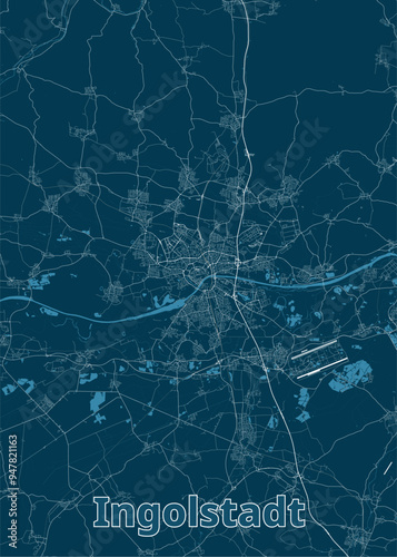Ingolstadt, Germany artistic blueprint map poster