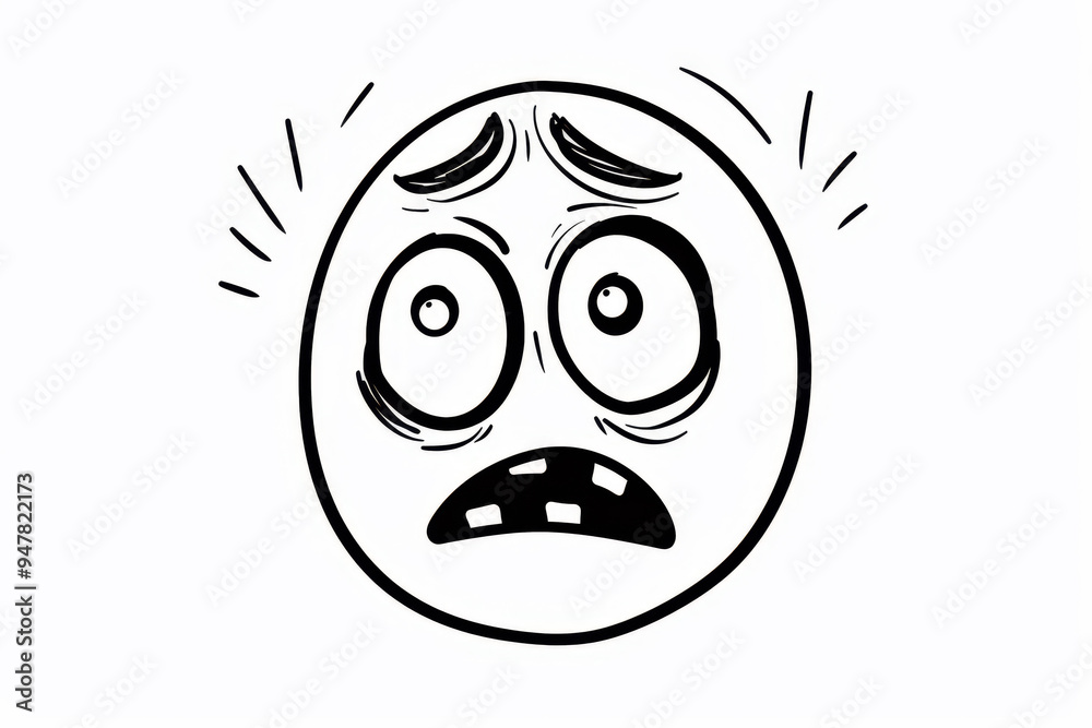 Obraz premium Cartoon Face Expression. Scared Emoji. Generative AI