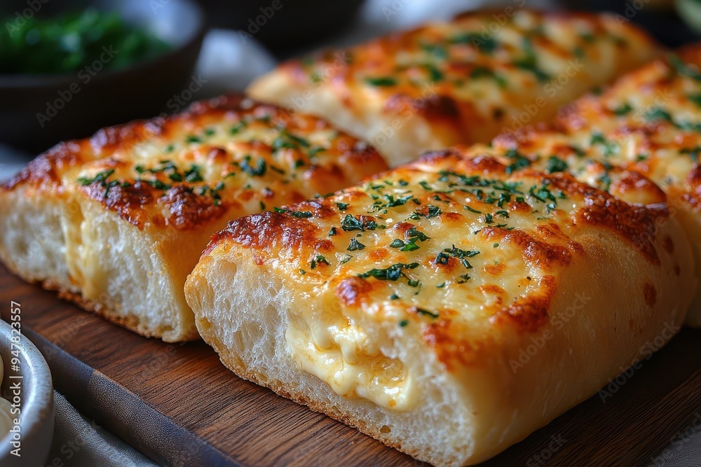 mouthwatering closeup of korean cream cheese garlic bread goldenbrown crust glistening with butter oozing cheese and aromatic garlic visible in crosssection mouthwatering closeup of korean cream cheese garlic bread goldenbrown crust glistening with butter oozing cheese and aromatic garlic visible in crosssection
