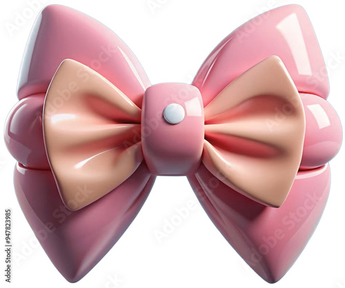 Pink bow crystal 3D