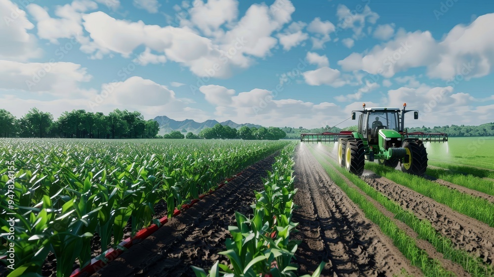 Obraz premium Revolutionizing Agriculture CuttingEdge Irrigation Technology in Action