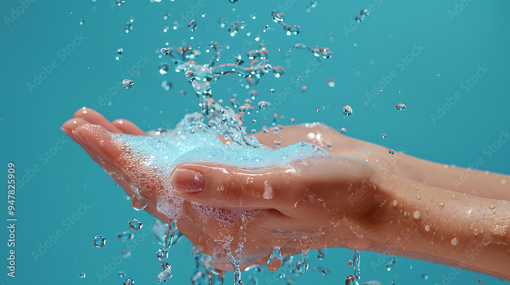 Fototapeta premium Hands holding water in their hands