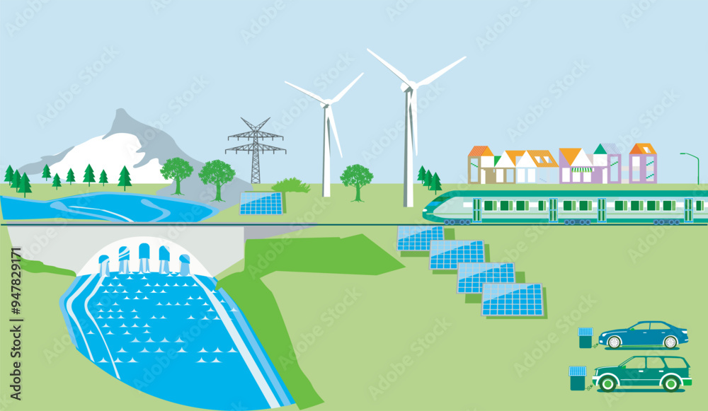 Umweltschutz und Energieindustrie, Illustration.eps Umweltschutz und Energieindustrie, Illustration.eps