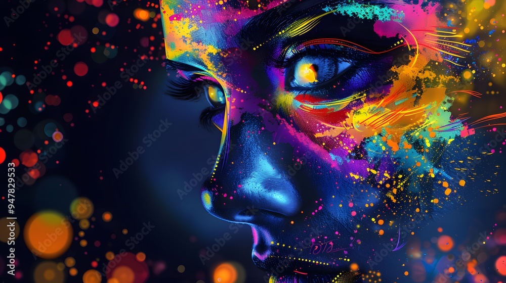 Fototapeta premium Abstract Colorful Portrait with Bokeh Background