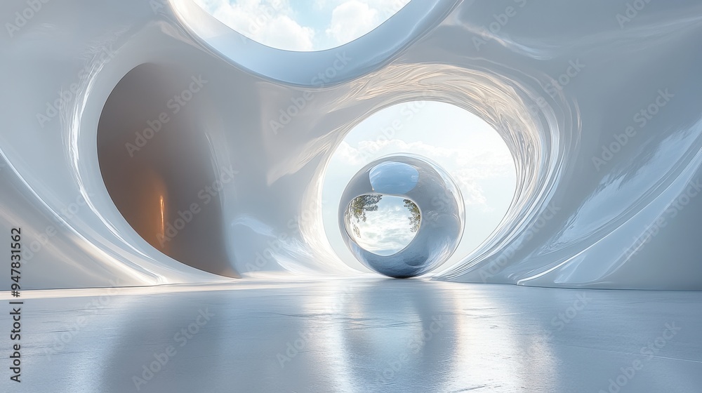 3d render abstract white backgroun3d minimal clean style floating ball ...