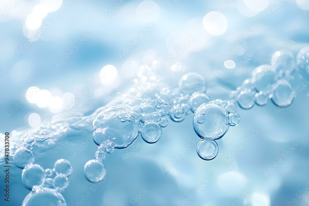 shining light blue palette bubbles on liquid water sea, calming and quiet wallpaper background shining light blue palette bubbles on liquid water sea, calming and quiet wallpaper background
