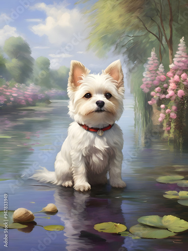 Monet Dog Painting Style Inspired Art