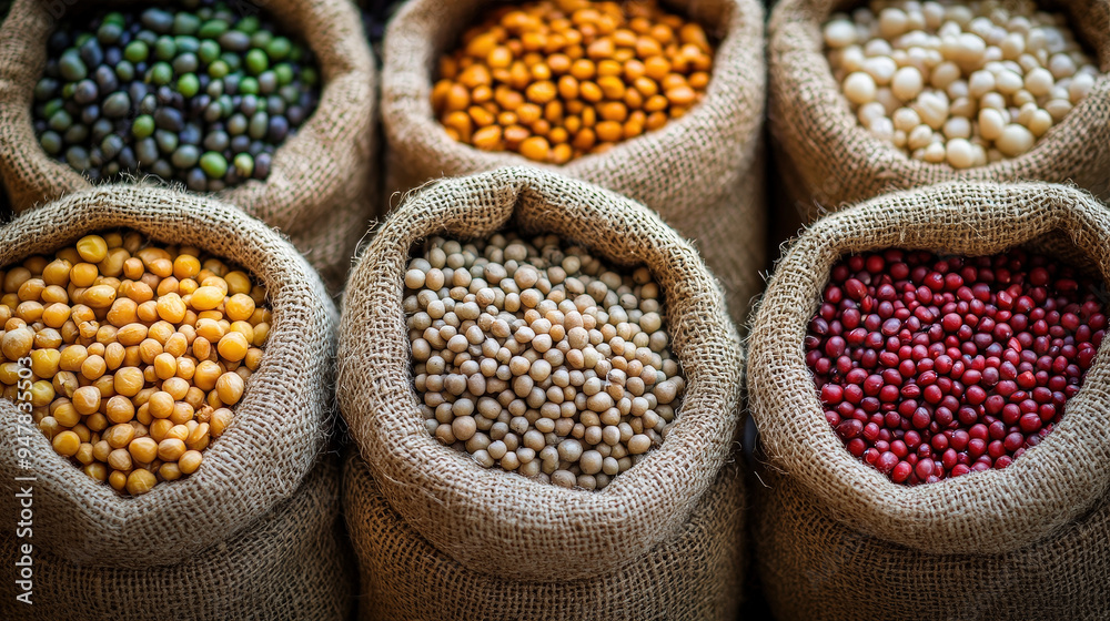 Fototapeta premium Commodity price fluctuations in agriculture, influenced by raw material availability and market trends.