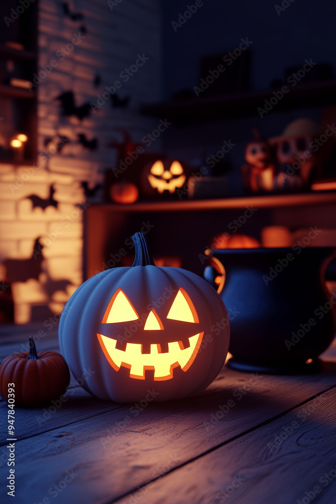 Fototapeta premium spooky_white_LED_halloween_light