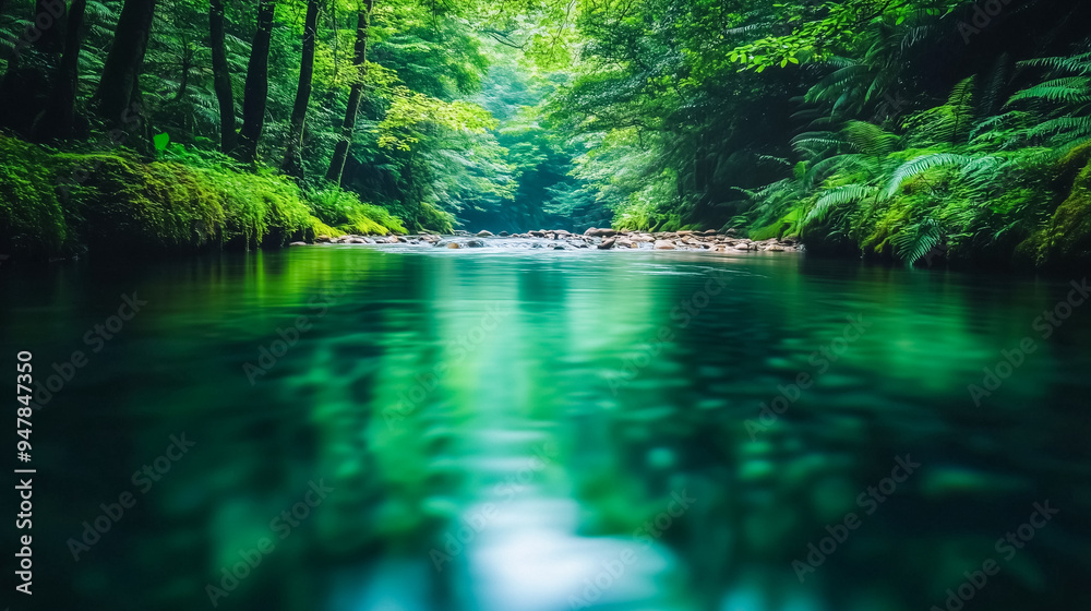 Idyllic forest pool with clear water surrounded by lush greenery and rocky outcrops, perfect for serene relaxation, nature meditation, and tranquil moments away from the bustle of daily life. Idyllic forest pool with clear water surrounded by lush greenery and rocky outcrops, perfect for serene relaxation, nature meditation, and tranquil moments away from the bustle of daily life.