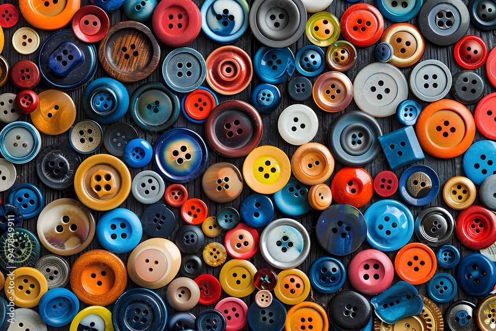 Fototapeta premium A Colorful Collection of Buttons in Various Sizes and Styles