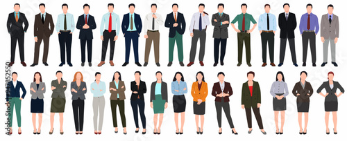 Set of business people standing in various poses.