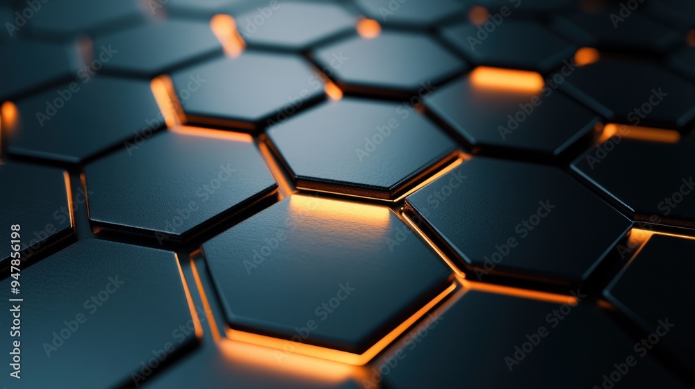 Abstract Hexagon Pattern with Glowing Edges Abstract Hexagon Pattern with Glowing Edges