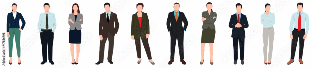 Group of business man and woman vector illustration set Group of business man and woman vector illustration set