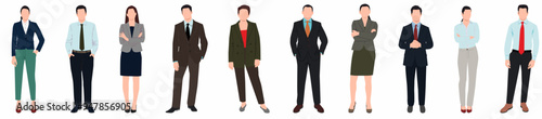 Group of business man and woman vector illustration set