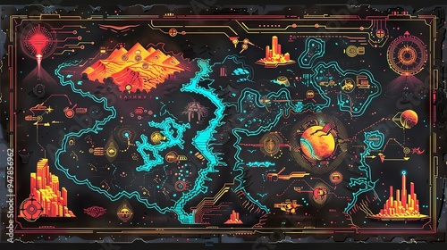 Futuristic high-tech map visuals cartography sci-fi design