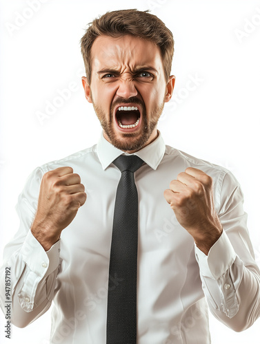 A male frustrated office em...