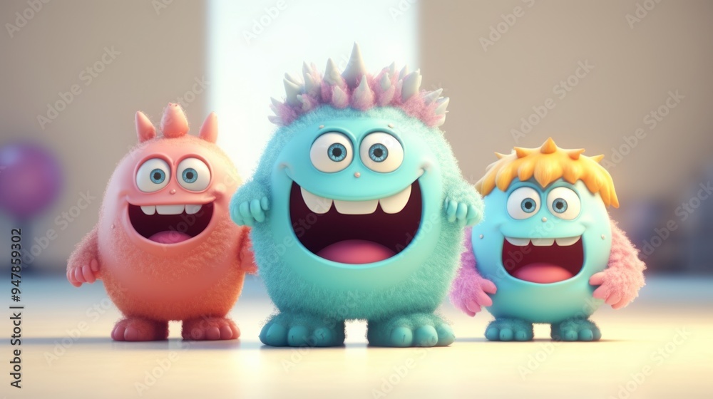 Three Smiling Monsters