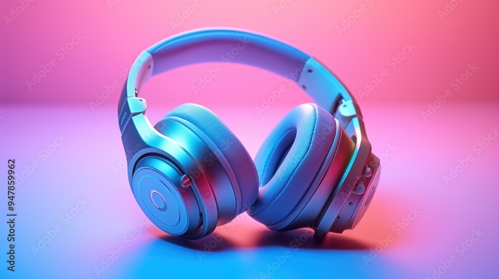 Wireless Headphones on a Colorful Background Wireless Headphones on a Colorful Background