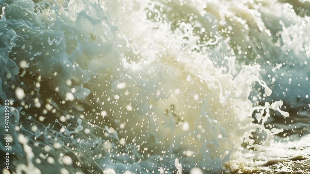 A powerful ocean wave crashes with immense force, capturing the raw energy and movement of the sea. A powerful ocean wave crashes with immense force, capturing the raw energy and movement of the sea.
