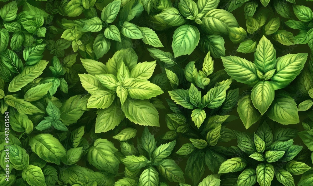 Lush green leaves forming a dense and vibrant foliage background, ideal for nature and botanical themes in stock photography. Lush green leaves forming a dense and vibrant foliage background, ideal for nature and botanical themes in stock photography.