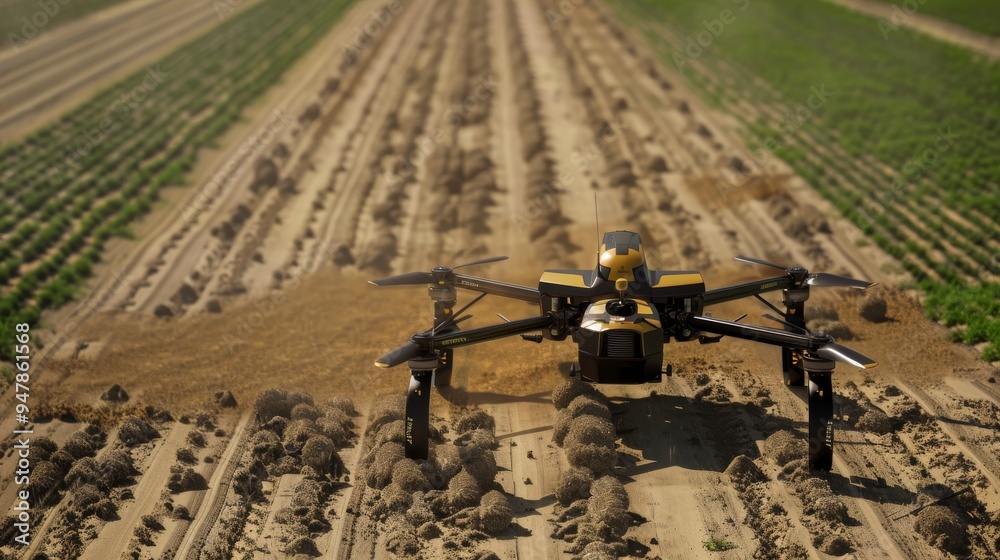 Seeds of Tomorrow Drone Precision Planting in Vibrant Patchwork Fields